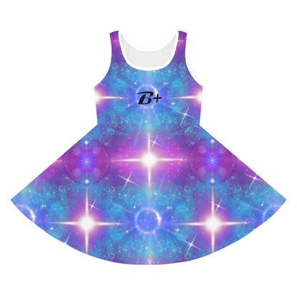 Girls' Galaxy Sparkle Sundress — Cosmic Purple Blue Star Print