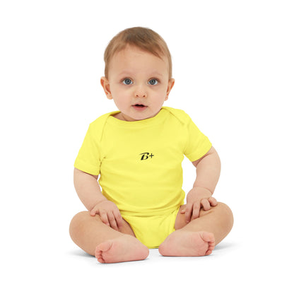 B+ Infant Bodysuit — Minimalist Baby One-Piece with Tiny Chest Graphic