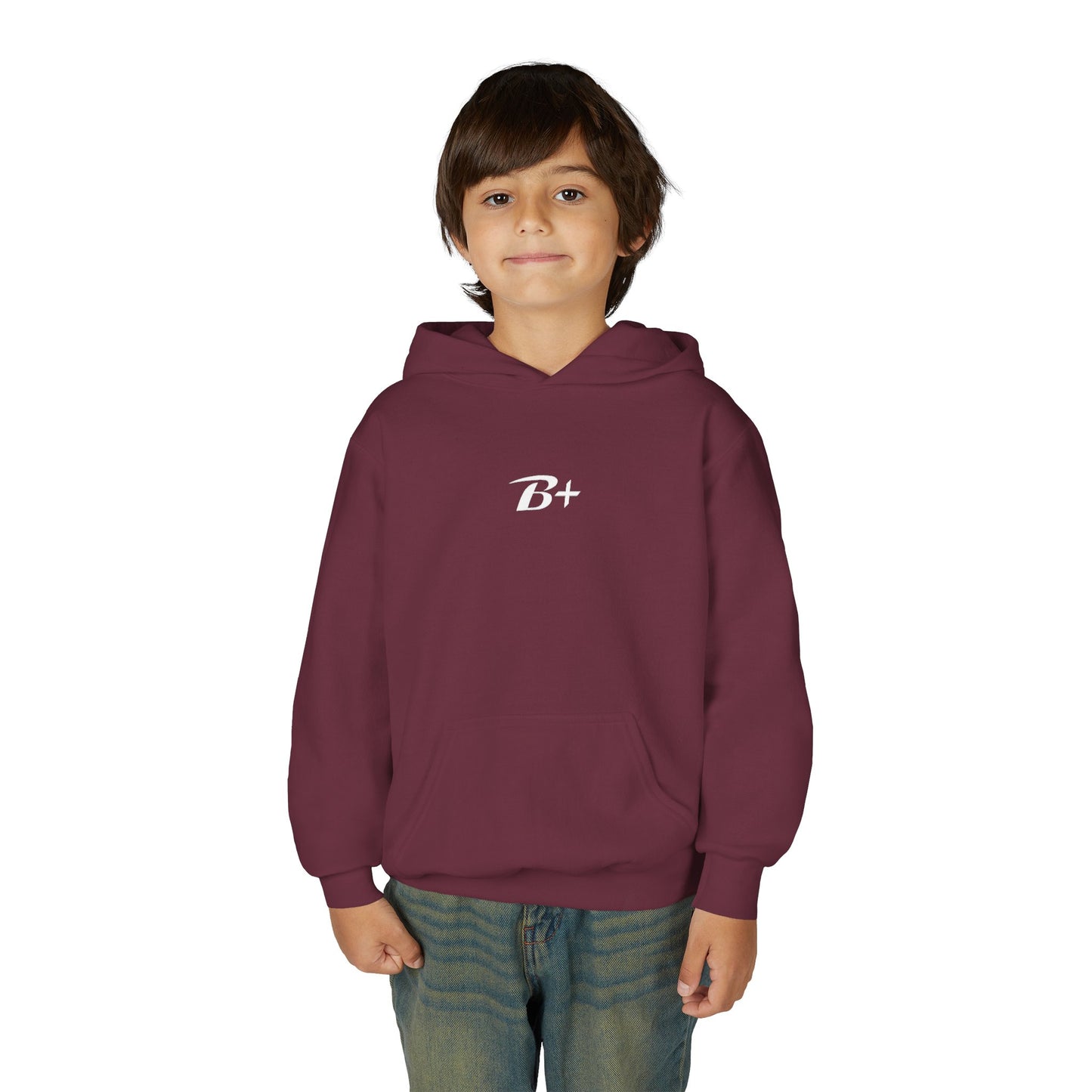 Youth Hoodie — 'B+' Minimal Grade Pride Sweatshirt