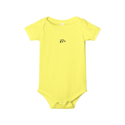 B+ Infant Bodysuit — Minimalist Baby One-Piece with Tiny Chest Graphic