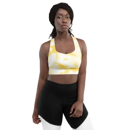 Yellow Marble Longline Sports Bra